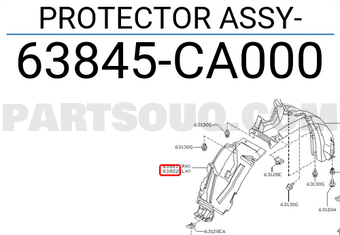 Nissan 63845CA000 PROTECTOR ASSY