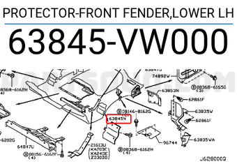 Nissan 63845VW000 PROTECTOR-FRONT FENDER,LOWER LH