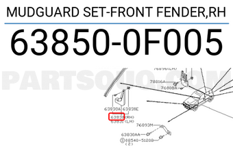 Nissan 638500F005 MUDGUARD SET-FRONT FENDER,RH