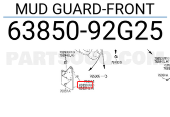 Nissan 6385092G25 MUD GUARD-FRONT