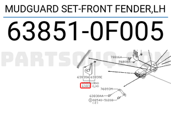 Nissan 638510F005 MUDGUARD SET-FRONT FENDER,LH