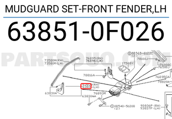 Nissan 638510F026 MUDGUARD SET-FRONT FENDER,LH