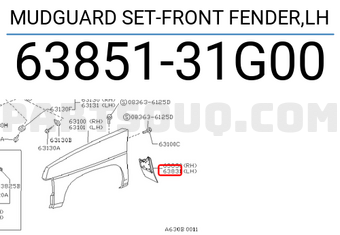 Nissan 6385131G00 MUDGUARD SET-FRONT FENDER,LH