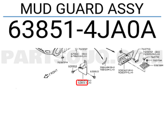 Nissan 638514JA0A MUD GUARD ASSY