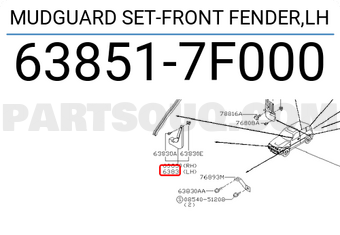 Nissan 638517F000 MUDGUARD SET-FRONT FENDER,LH