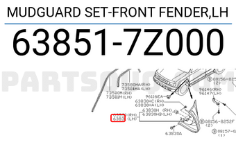 Nissan 638517Z000 MUDGUARD SET-FRONT FENDER,LH