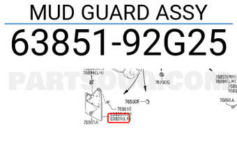 Nissan 6385192G25 MUD GUARD ASSY