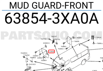 Nissan 638543XA0A MUD GUARD-FRONT