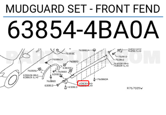 Nissan 638544BA0A MUDGUARD SET - FRONT FEND