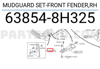 Nissan 638548H325 MUDGUARD SET-FRONT FENDER,RH