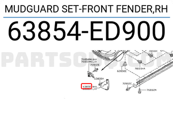 Nissan 63854ED900 MUDGUARD SET-FRONT FENDER,RH