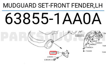 Nissan 638551AA0A MUDGUARD SET-FRONT FENDER,LH