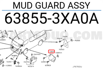 Nissan 638553XA0A MUD GUARD ASSY