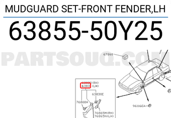 Nissan 6385550Y25 MUDGUARD SET-FRONT FENDER,LH
