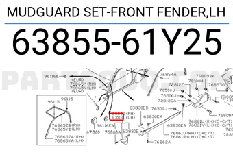 Nissan 6385561Y25 MUDGUARD SET-FRONT FENDER,LH