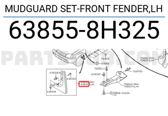 Nissan 638558H325 MUDGUARD SET-FRONT FENDER,LH