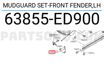 Nissan 63855ED900 MUDGUARD SET-FRONT FENDER,LH