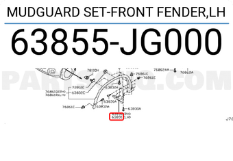 Nissan 63855JG000 MUDGUARD SET-FRONT FENDER,LH