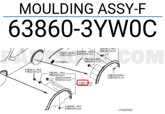 Nissan 638603YW0C MOULDING ASSY-F