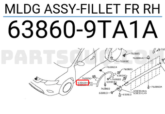 Nissan 638609TA1A MLDG ASSY-FILLET FR RH