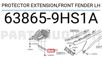 Nissan 638659HS1A PROTECTOR EXTENSION,FRONT FENDER LH