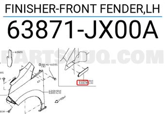 Nissan 63871JX00A FINISHER-FRONT FENDER,LH