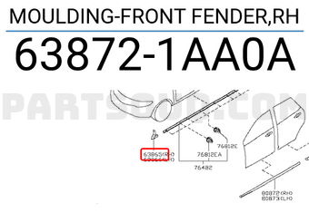 Nissan 638721AA0A MOULDING-FRONT FENDER,RH