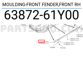 Nissan 6387261Y00 MOULDING-FRONT FENDER,FRONT RH