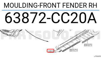 Nissan 63872CC20A MOULDING-FRONT FENDER RH