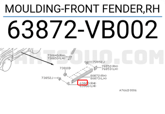 Nissan 63872VB002 MOULDING-FRONT FENDER,RH
