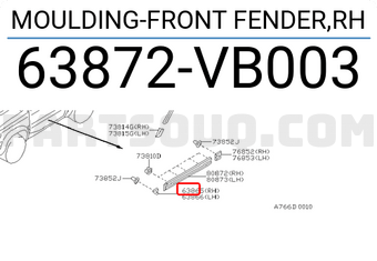 Nissan 63872VB003 MOULDING-FRONT FENDER,RH