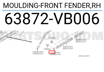 Nissan 63872VB006 MOULDING-FRONT FENDER,RH
