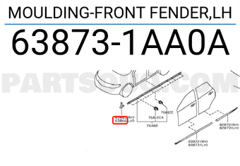 Nissan 638731AA0A MOULDING-FRONT FENDER,LH