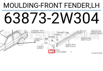 Nissan 638732W304 MOULDING-FRONT FENDER,LH