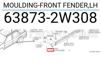 Nissan 638732W308 MOULDING-FRONT FENDER,LH