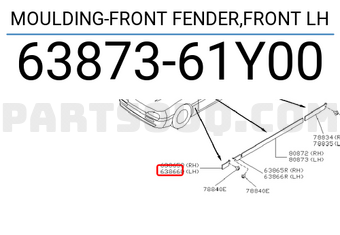 Nissan 6387361Y00 MOULDING-FRONT FENDER,FRONT LH