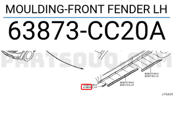 Nissan 63873CC20A MOULDING-FRONT FENDER LH