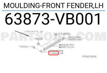 Nissan 63873VB001 MOULDING-FRONT FENDER,LH