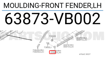 Nissan 63873VB002 MOULDING-FRONT FENDER,LH