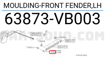 Nissan 63873VB003 MOULDING-FRONT FENDER,LH
