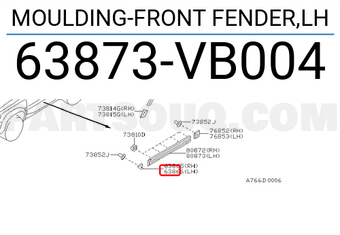 Nissan 63873VB004 MOULDING-FRONT FENDER,LH