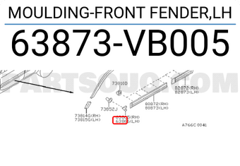 Nissan 63873VB005 MOULDING-FRONT FENDER,LH