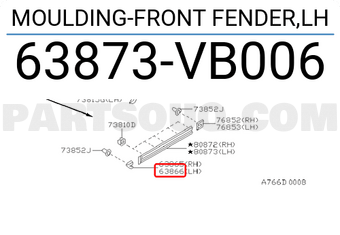 Nissan 63873VB006 MOULDING-FRONT FENDER,LH