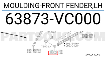 Nissan 63873VC000 MOULDING-FRONT FENDER,LH