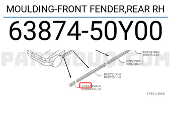 Nissan 6387450Y00 MOULDING-FRONT FENDER,REAR RH