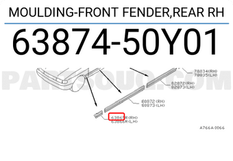 Nissan 6387450Y01 MOULDING-FRONT FENDER,REAR RH