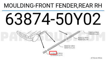 Nissan 6387450Y02 MOULDING-FRONT FENDER,REAR RH