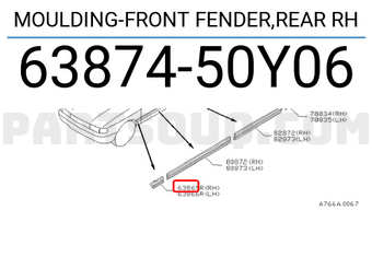 Nissan 6387450Y06 MOULDING-FRONT FENDER,REAR RH
