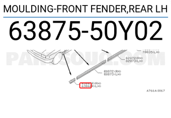 Nissan 6387550Y02 MOULDING-FRONT FENDER,REAR LH