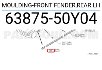 Nissan 6387550Y04 MOULDING-FRONT FENDER,REAR LH